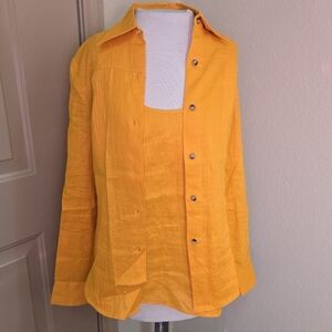Saks Fifth Avenue Sport linen tank and button up top set marigold 4